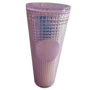 STARBUCKS Shimmer Pink Disco Grid Holiday 2020 Cold Tumbler 24oz Venti No Straw